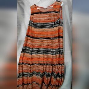 Danny & Nicole Orange Black and Cream Zigzag Maxi Dress